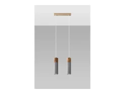 Sollux Lighting Zane Bar Lámpara de Techo Colgante Gris Hormigón, Madera Natural, 30cm