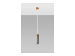 Sollux Lighting Zane Lámpara de Techo Suspendida Slim Gris Cemento, Madera Natural