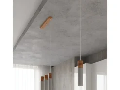 Sollux Lighting Zane Lámpara de Techo Suspendida Slim Gris Cemento, Madera Natural