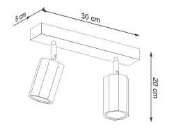 Sollux Lighting Zeke Foco de Techo Twin Octagon Roble Madera, 2x GU10