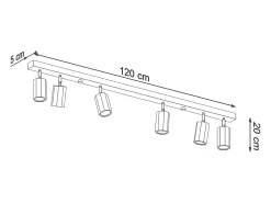 Sollux Lighting Zeke Foco de Techo Octágono Barra Madera Roble, 6x GU10