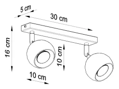Sollux OCULARE - Barra de 2 focos de luz blanca, GU10
