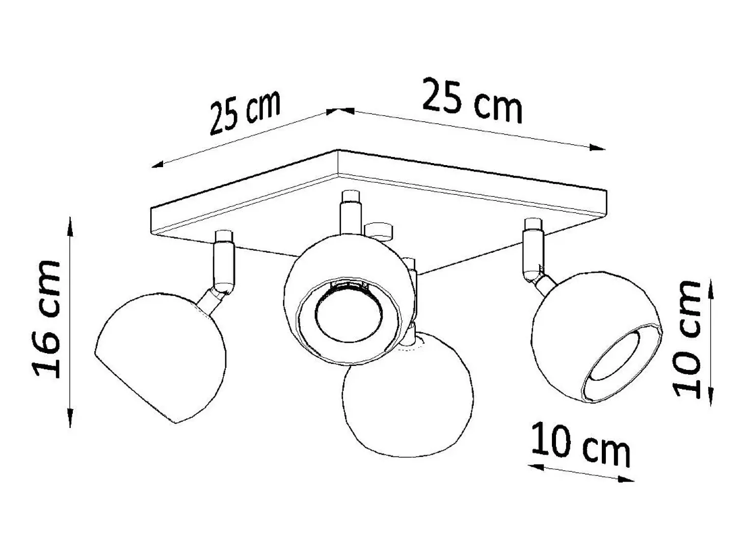 Sollux OCULARE - Cluster de 4 focos de luz negro, GU10
