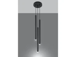 Sollux PASTELO - Colgante colgante de 3 luces en racimo Negro, G9