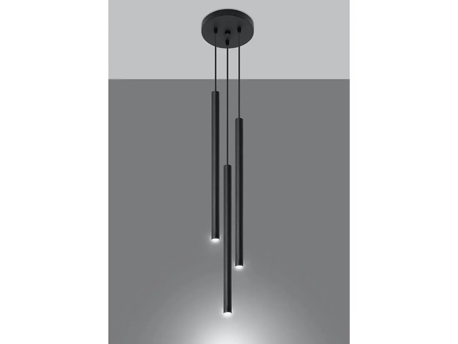 Sollux PASTELO - Colgante colgante de 3 luces en racimo Negro, G9