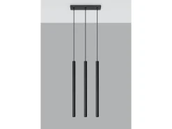 Sollux PASTELO - Lámpara colgante con barra fija de 3 luces, negro, G9