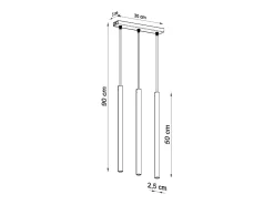Sollux PASTELO - Lámpara colgante con barra fija de 3 luces, negro, G9