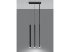 Sollux PASTELO - Lámpara colgante con barra fija de 3 luces, negro, G9