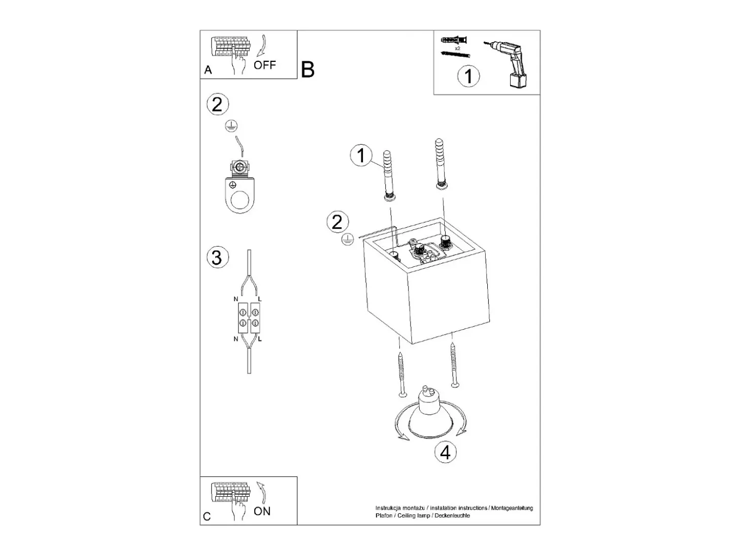 Sollux QUAD - 1 Downlight de superficie gris, GU10