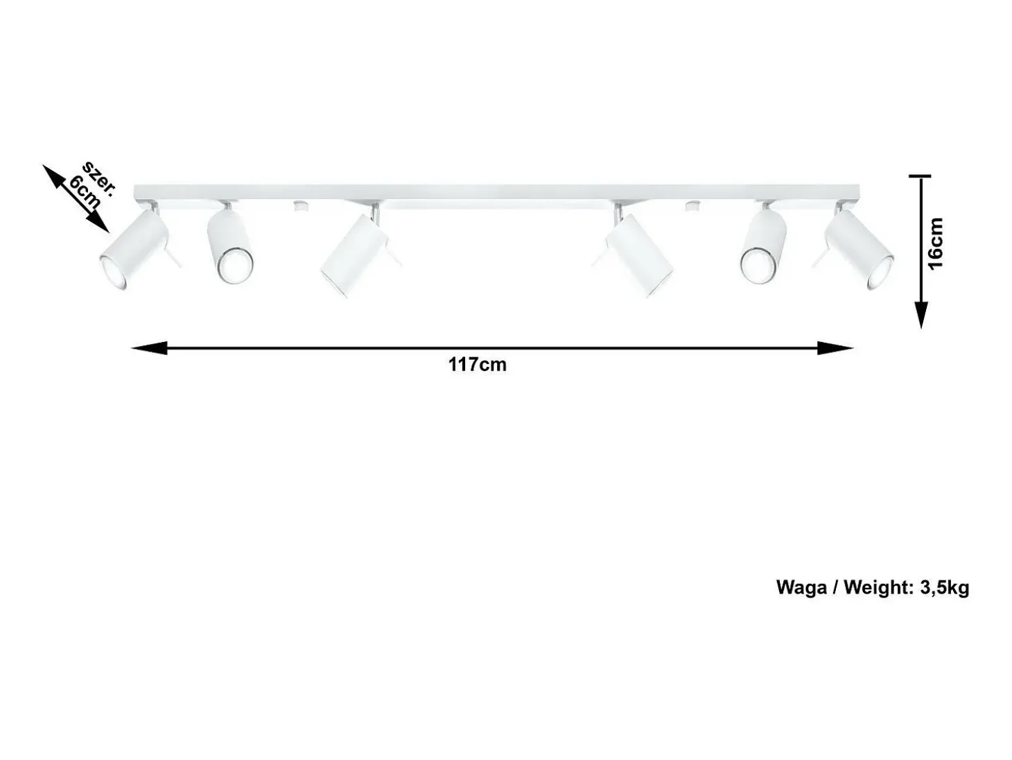 Sollux RING - Barra de 6 focos de luz blanca, GU10
