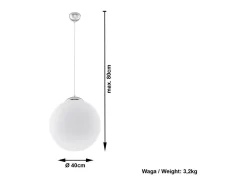 Sollux UGO - 1 Light Globe colgante blanco, cromo, E27