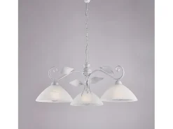 Son lámparas de araña de hierro lacado en blanco con dec. Plata antigua y cristal d. 30 alabastro blanco 3 luces X 96 Ø79 BL313-3-BA