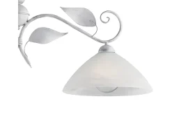 Son lámparas de araña de hierro lacado en blanco con dec. Difusores de plata antigua y cristal d. 30 alabastro blanco 2 luces L. 96 X 30