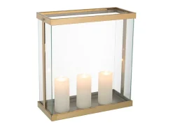 Soporte para velas de vidrio dorado 41.5*18*45 cm