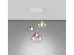 Sosp. Bianco 3 Luci Tonda Vetri (1 X Piccolo Ru + 1 X Piccolo Za + 1 X Grande Am)
