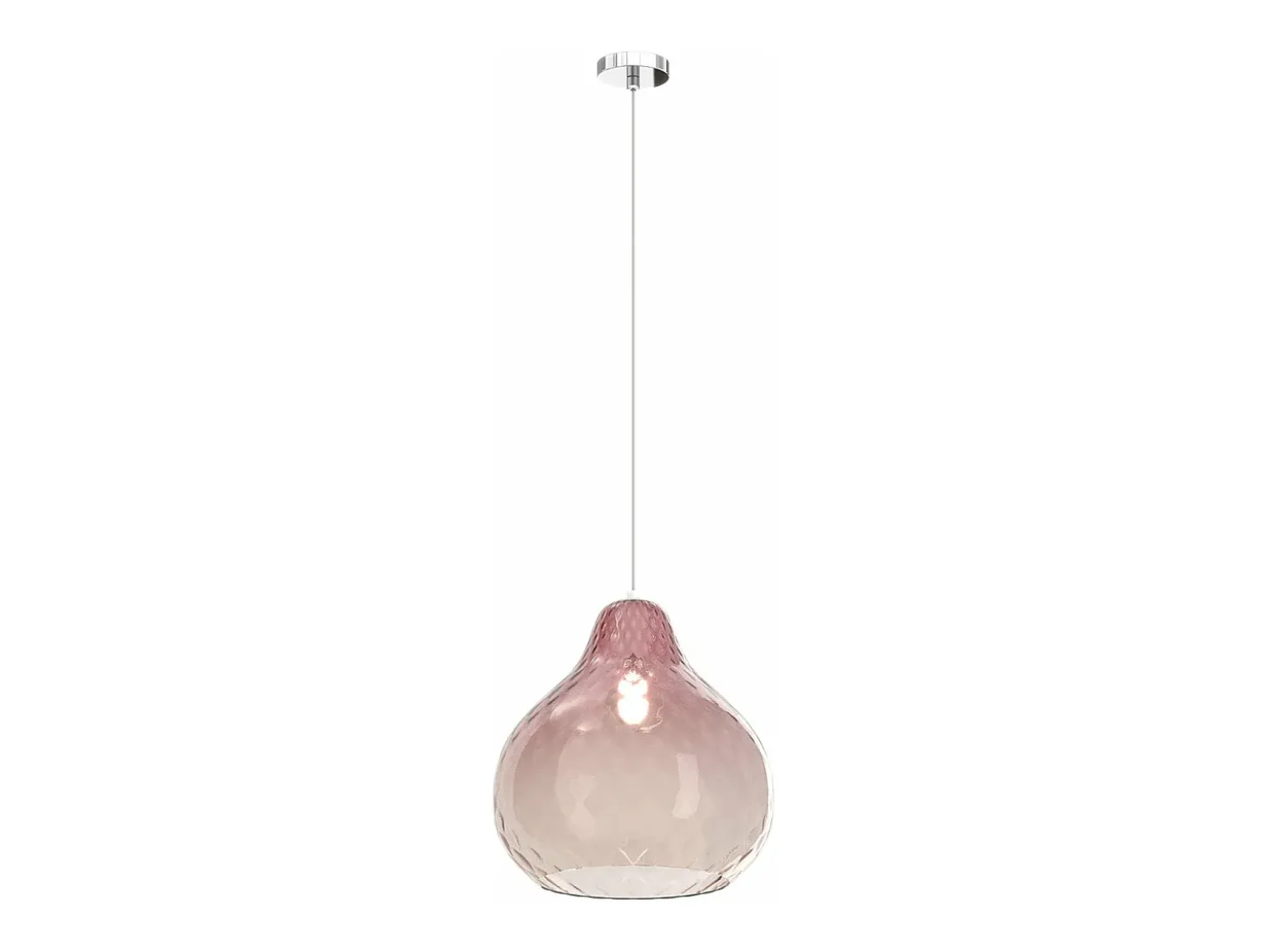Sosp. Cromo 1 Luce Vetro Grande Rubino
