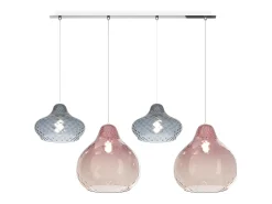 Sosp. Cromo 4 Luci Rettangolare Vetri (2 X Piccolo Za + 2 X Grande Ru)