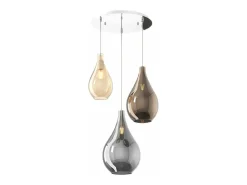 Sosp. Cromo 3 Luci Tonda Vetri (1 Piccolo Ambra+1 Medio Bronzo+1 Grande Fume')