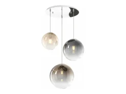 Sosp. Cromo 3 Luci Tondo Vetri (1 Piccolo Ambra+1 Medio Fume'+1 Grande Bronzo)