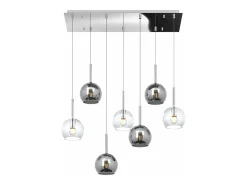 Sosp. Cromo Rettangolare 7 Luci Vetri Tutti Piccolo (3X Tr+ 4X Cr)