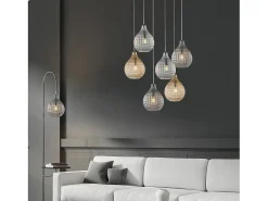 Sospensione 1 Luce Diamante In Ferro Bianco E Vetro Soffiato Trasparente