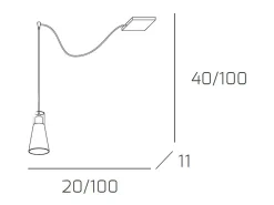 Sospensione Contemp Decentratori Cone Metallo Cromo Vetro Satinato 1 Luce E27
