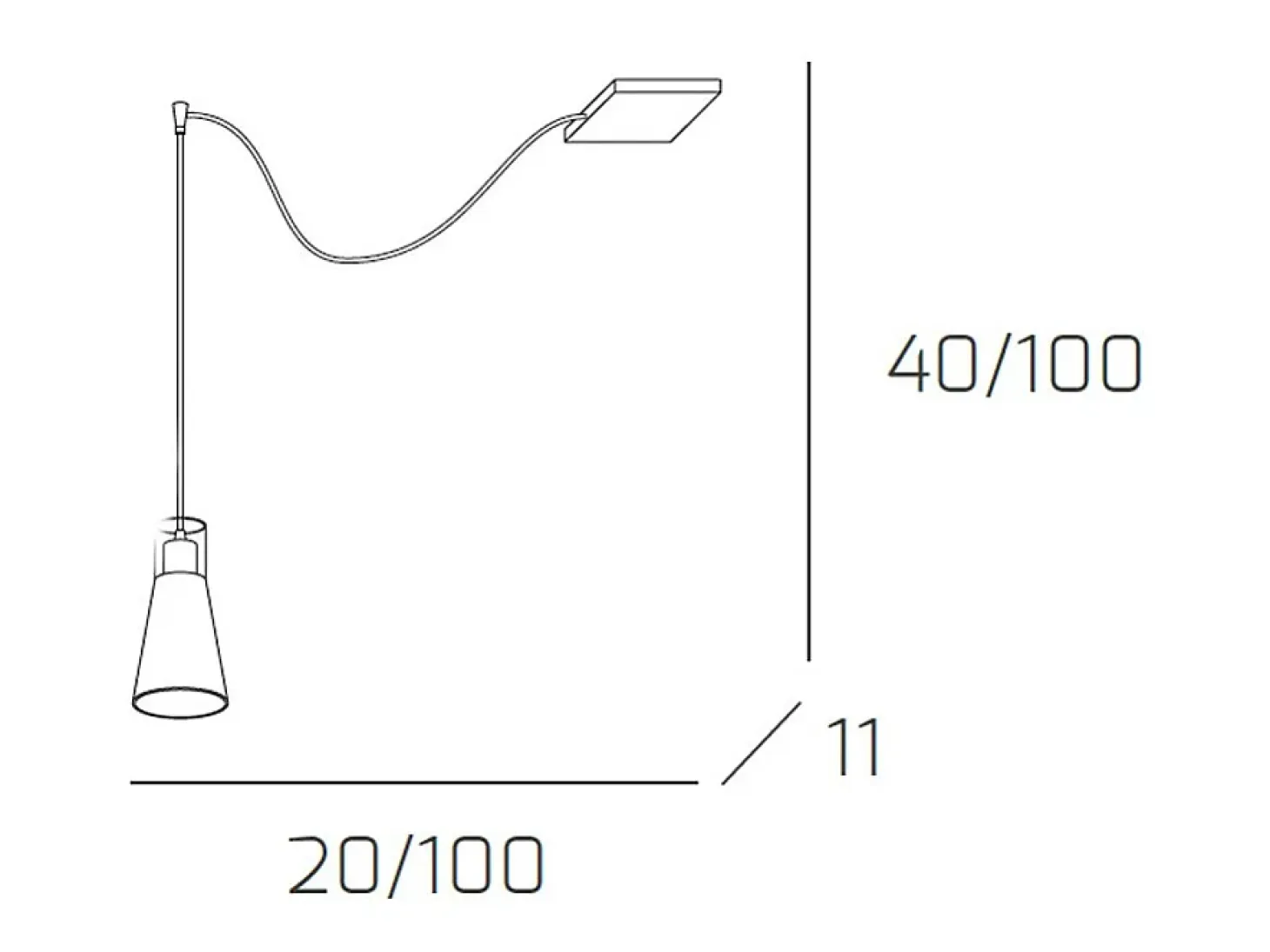 Sospensione Contemp Decentratori Cone Metallo Cromo Vetro Satinato 1 Luce E27