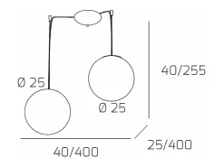 Sospensione Contemp Glitter Metallo Cromo Vetro Soffiato Trasp 2 Luci E27 25Cm