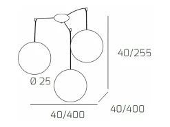 Sospensione Contemp Glitter Metallo Cromo Vetro Soffiato Trasp 3 Luci E27 25Cm