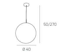 Sospensione Contemp Glitter Metallo Cromo Vetro Soffiato Trasp 1 Luce E27 40Cm