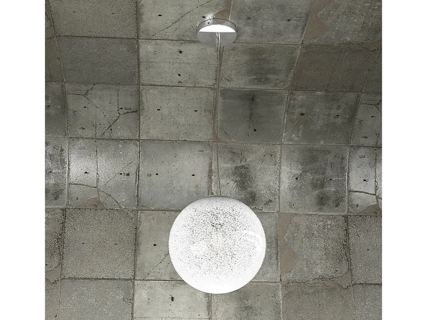 Sospensione Contemp Glitter Metallo Cromo Vetro Soffiato Trasp 1 Luce E27 25Cm