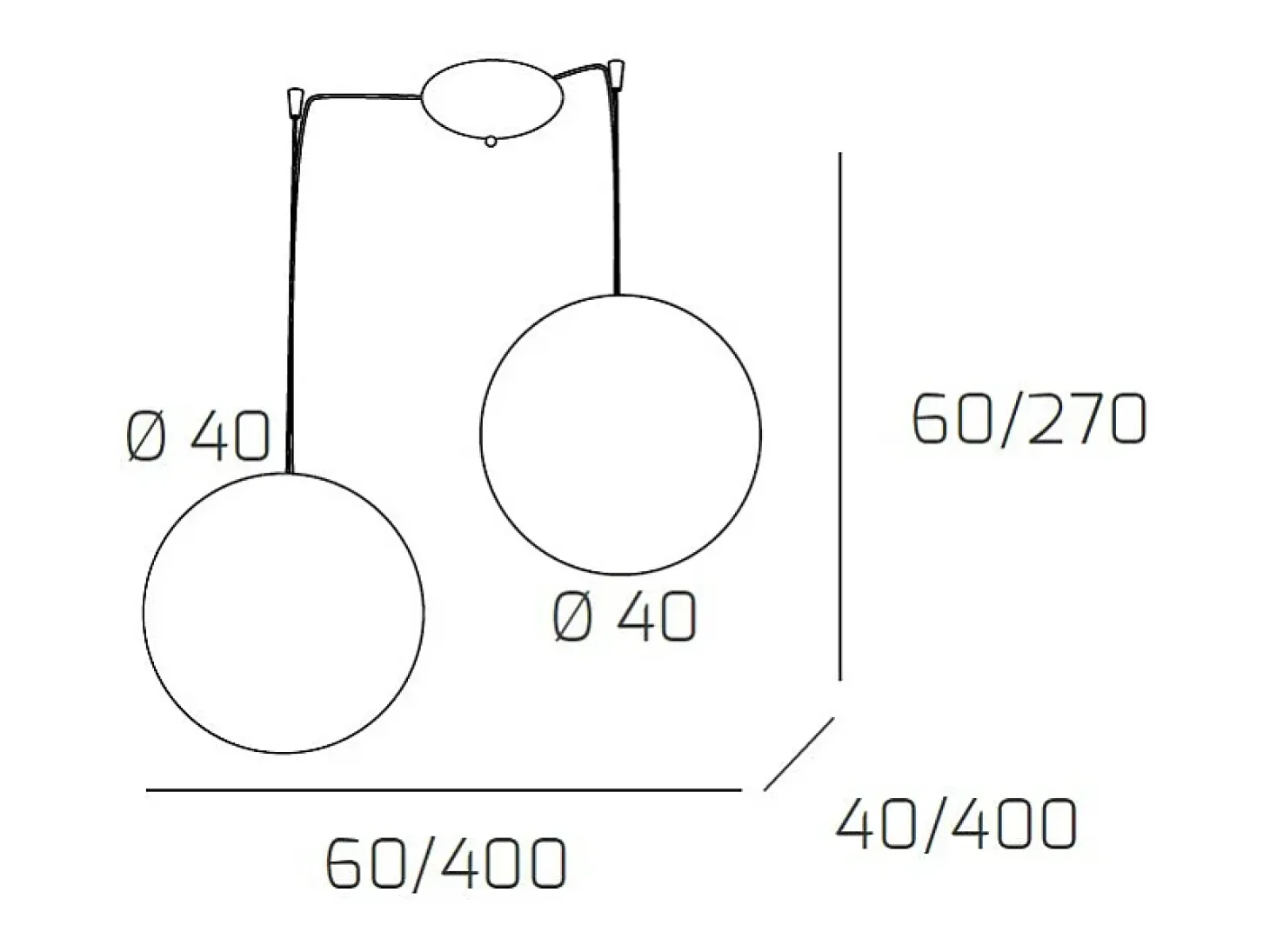 Sospensione Contemp Glitter Metallo Cromo Vetro Soffiato Trasp 2 Luci E27 40Cm