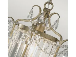 Sospensione Contemporanea Gianna Cristallo Argento Dorato Vetro Oro 1 Luce E27