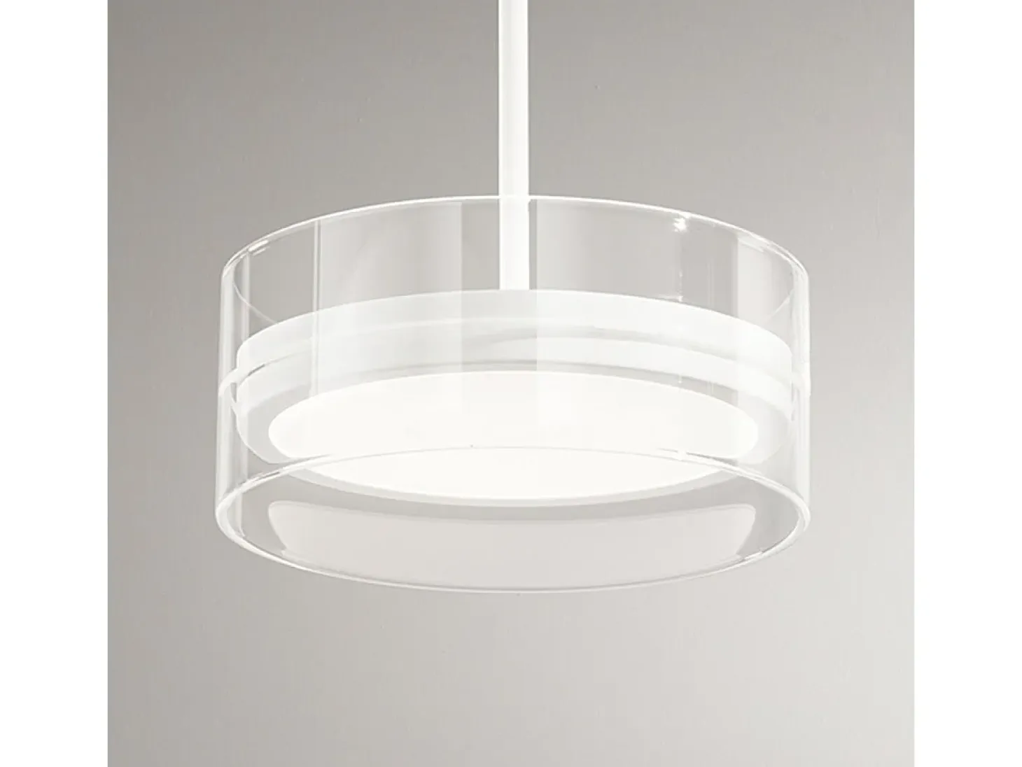 Sospensione Contemporanea Aere Metallo Bianco Vetro Led 14W 3000K