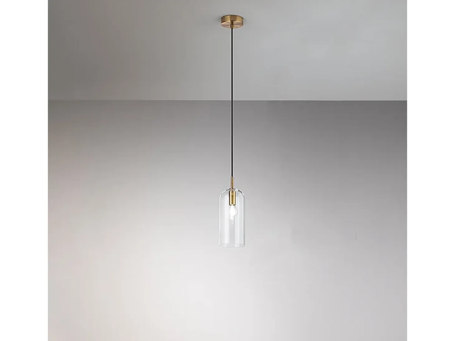 Sospensione Contemporanea Coro Metallo Oro Vetro Trasparente 1 Luce E14