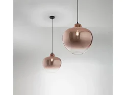 Sospensione Contemporanea Bowl Metallo Nero Vetro Rame 1 Luce E27
