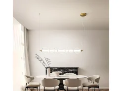Sospensione Contemporanea Bubbles Alluminio Oro Vetro Trasparente Led 50W 3000K