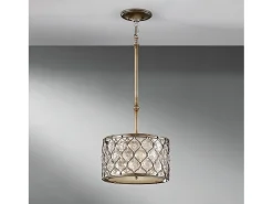 Sospensione Contemporanea Lucia In Acciaio Argento Brunito Cristallo 1 Luce E27