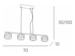 Sospensione Contemporanea Rubik Metallo Cromo Diffusore Cristallo 4 Luci G9