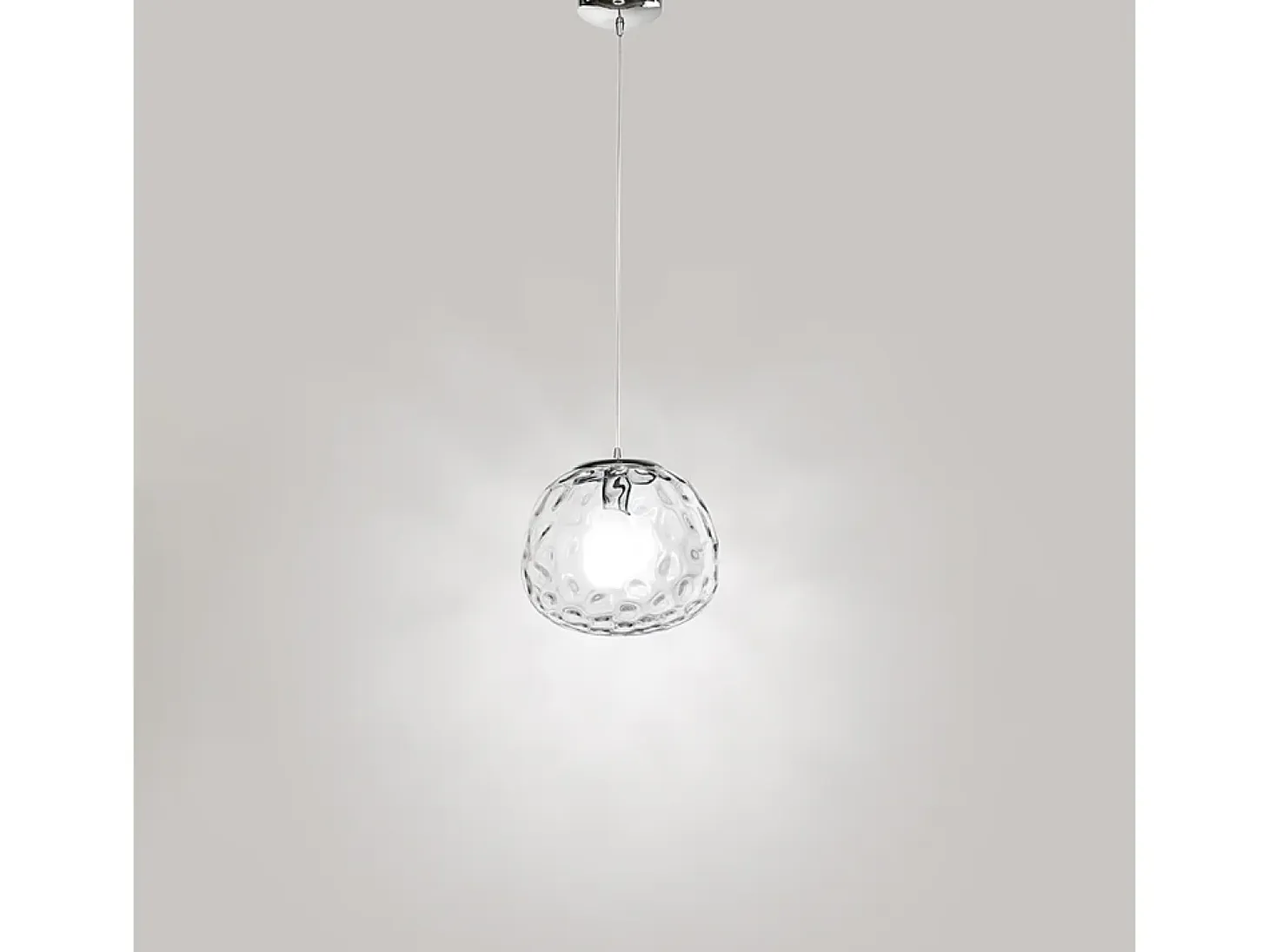 Sospensione Contemporanea Ufo Metallo Cromo Vetro Trasparente 1 Luce E27 D30