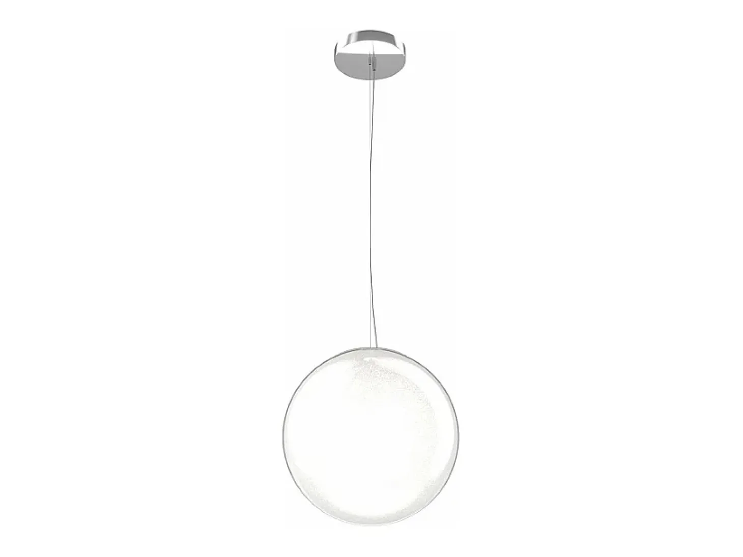 Sospensione Contemporanea Glitter Metallo Cromo Vetro Soffiato Trasp 1 Luce E14