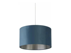 Sospensione Contemporanea Tamburo Tessuto Verde Argento 1 Luce D38Cm
