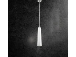 Sospensione Contemporanea Canna Vetro Bianco 1 Luce E27 60W