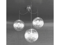 Sospensione Contemporanea Moon Metallo Cromo Vetro Bianco 3 Luci E27 D.30Cm