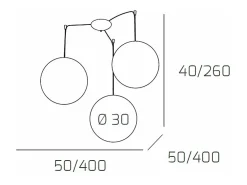 Sospensione Contemporanea Moon Metallo Cromo Vetro Bianco 3 Luci E27 D.30Cm