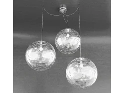 Sospensione Contemporanea Moon Metallo Cromo Vetro Bianco 3 Luci E27 D.40Cm