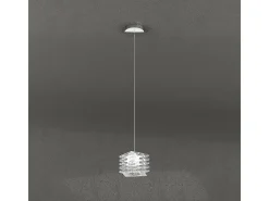 Sospensione Contemporanea Rubik Metallo Cromo Diffusore Cristallo 1 Luce G9