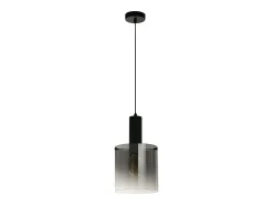 Sospensione Contemporanea Svezia Acciaio Nero Vetro 1 Luce E27