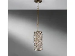 Sospensione Contemporanea Lucia Acciaio Argento Brunito Cristallo 1 Luce E27