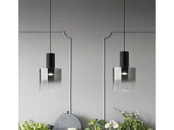 Sospensione Contemporanea Hugo Metallo Nero 1 Luce